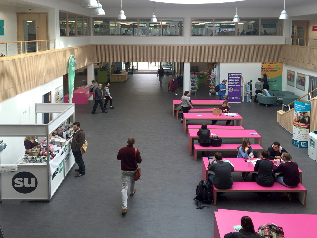 Refurbished social space at UEA Union House 