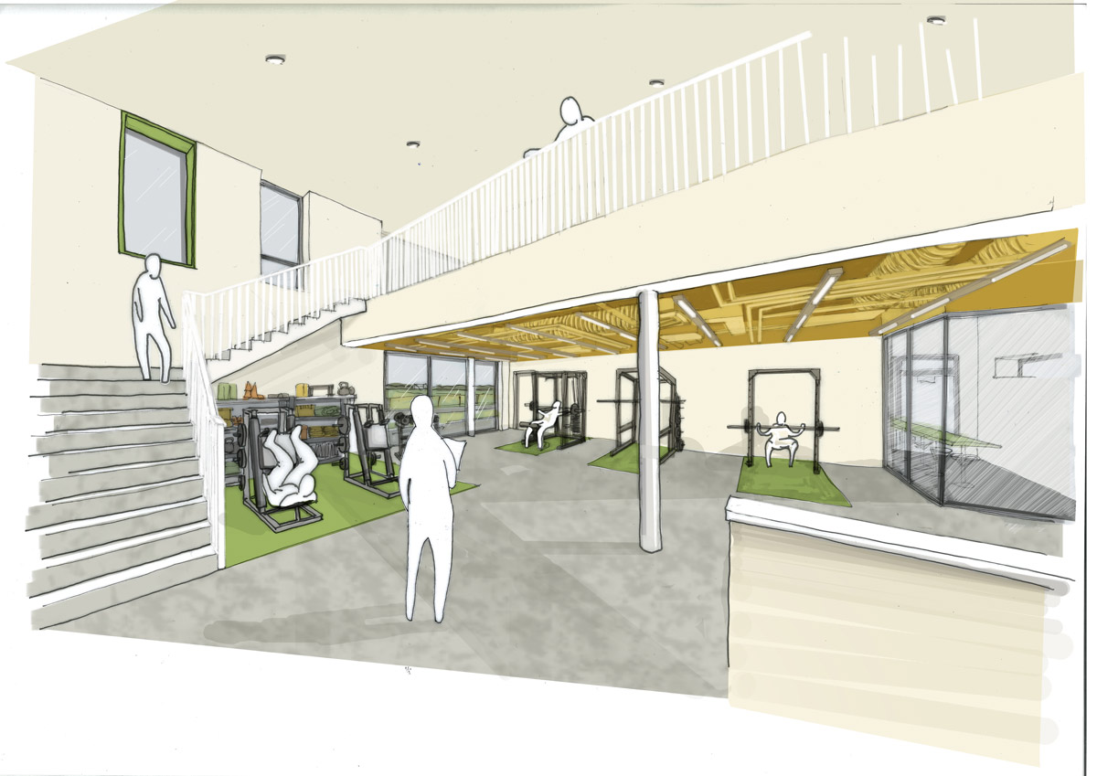 LSI Architects Norwich City Football Club Academy Building Gym Sketch