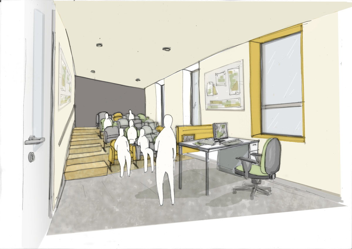 LSI Architects Norwich City Football Club Academy Building Match Analysis Room Sketch