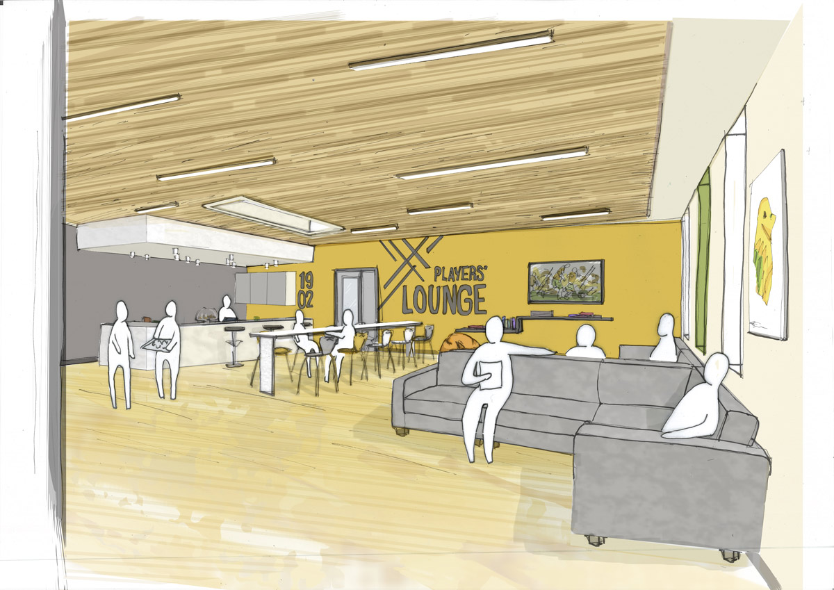 LSI Architects Norwich City Football Club Academy Building Players Lounge Sketch