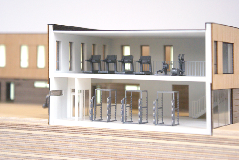 Architectural Model of the new Norwich City Football Club Academy Building including 1:100 gym equipment