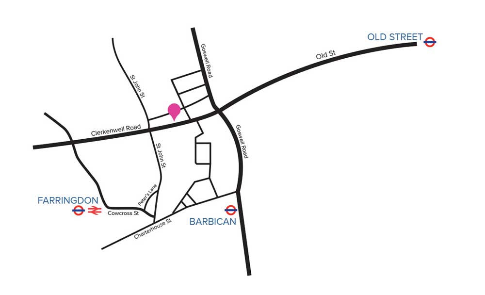 Map to LSI Architects London Studio in Clerkenwell