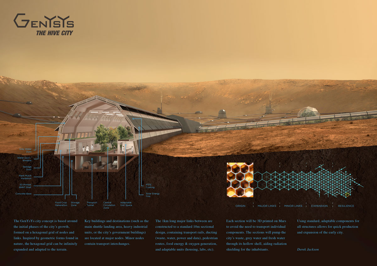 LSI Architects' Visualisation Manager Derek Jackson's Section Render for the HP Mars Home Planet Competition