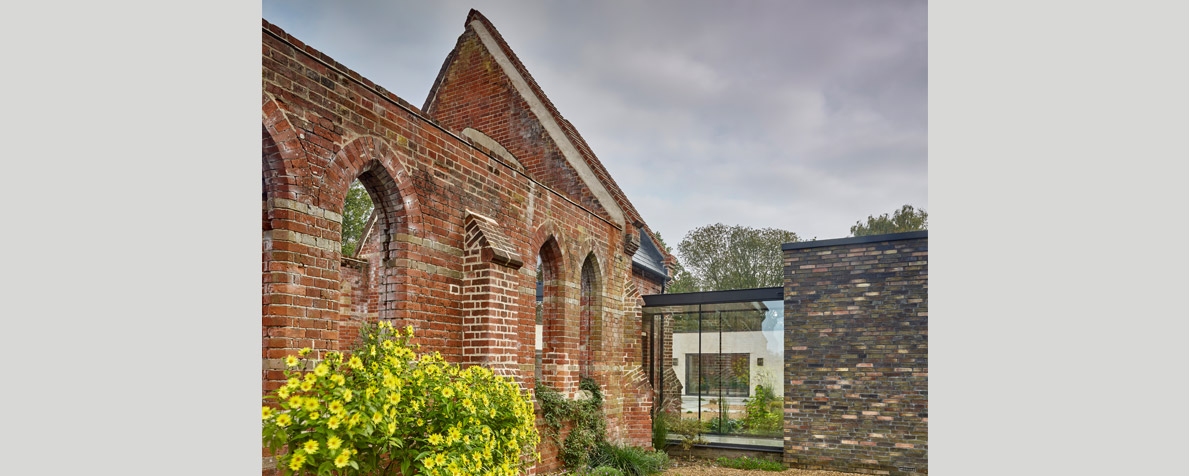 Thursford Castle Residential Architecture Chapel and Glazed Link