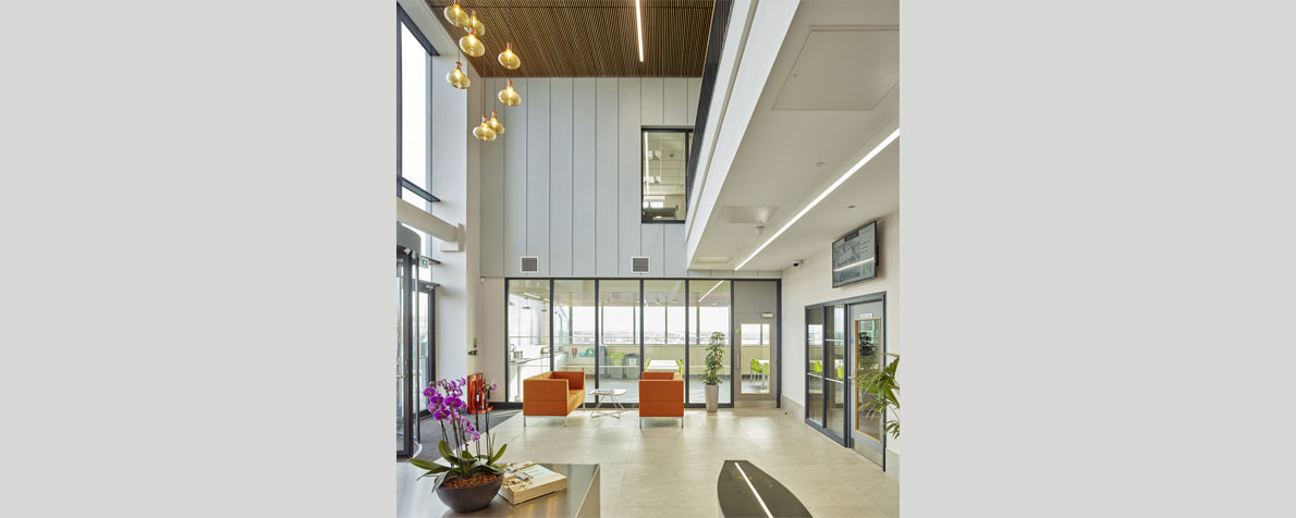 Atrium reception space at East Anglia One Windfarm Land Base